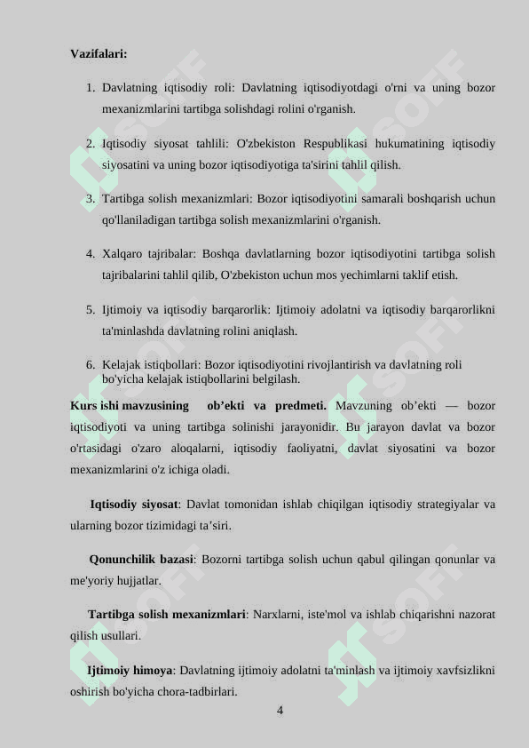 Bozor iqtisodiyotini tartibga solishda davlatning ro’li 4