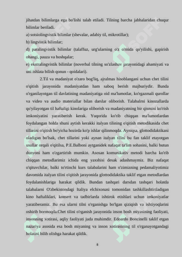 Italyan tilida savollar bilan ishlash 8