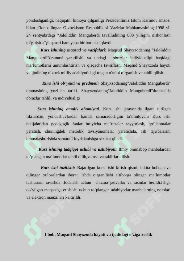 Maqsud Shayxzodaning "Jaloliddin Manguberdi"dramasida obrazlar individualigi 4