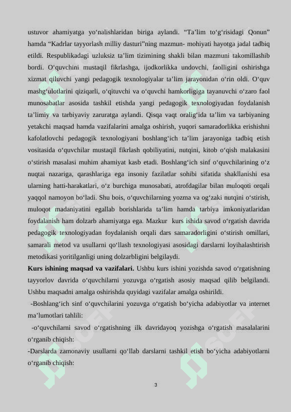 SAVOD  O‘RGATISH  TAYYORLOV  DAVRIDA O‘YINLARDAN  FOYDALANISH 3