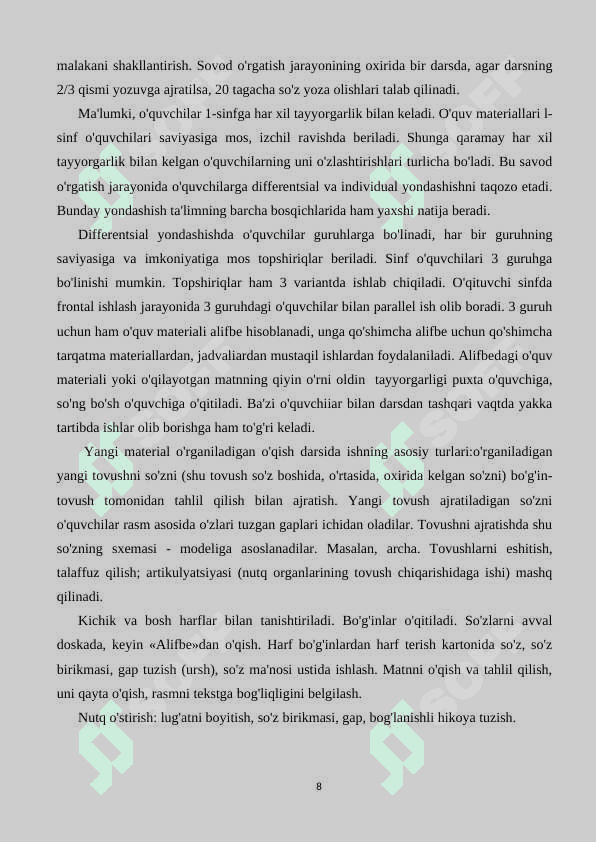 SAVOD  O‘RGATISH  TAYYORLOV  DAVRIDA O‘YINLARDAN  FOYDALANISH 8