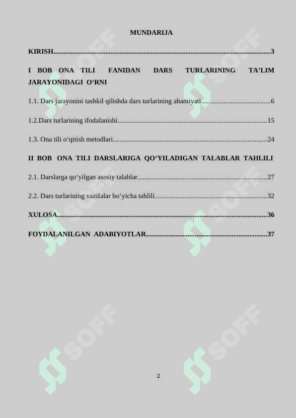 Ona tili dars turlari va ularga qo`yiladigan talablar 2