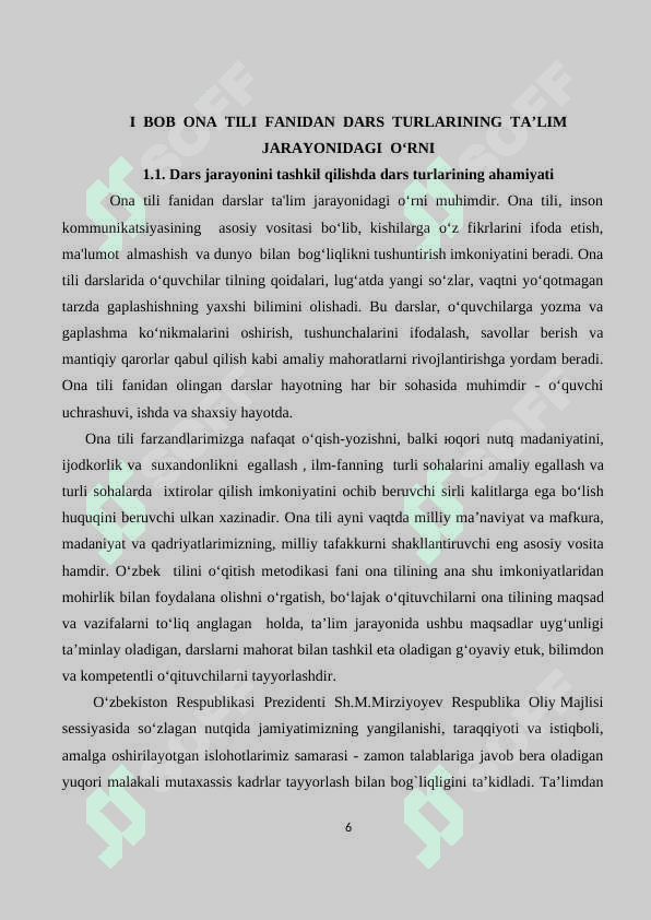 Ona tili dars turlari va ularga qo`yiladigan talablar 6