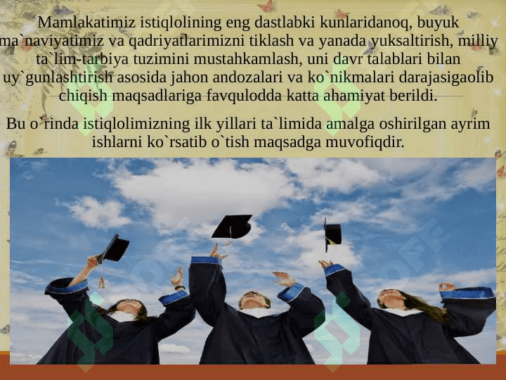 Mustaqillik yillarida ta`lim tizimini tubdan isloh etish va rivojlantirish chora-tadbirlari 5
