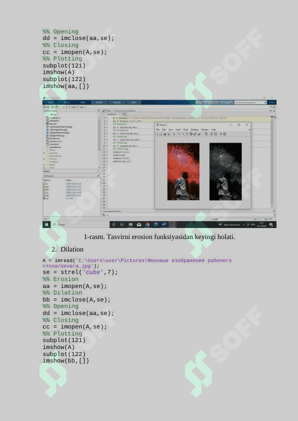 Matlab paketida tasvirlarga raqamli ishlov berish. 4