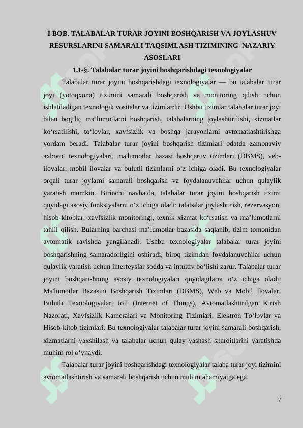 Talabalar turar joyini boshqarish va joylarni elektron tarzda ajratish tizimi 7