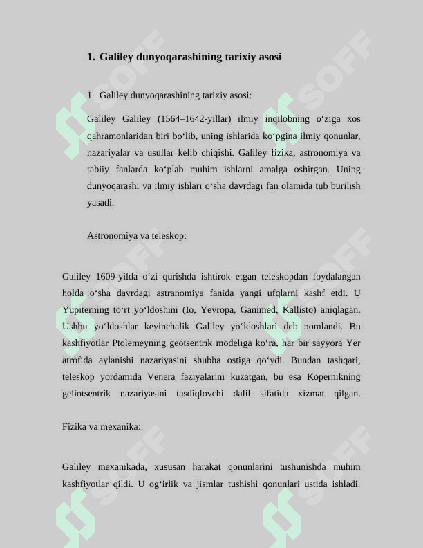 GALELEO GALILEY DUNYO QARASHI. 3