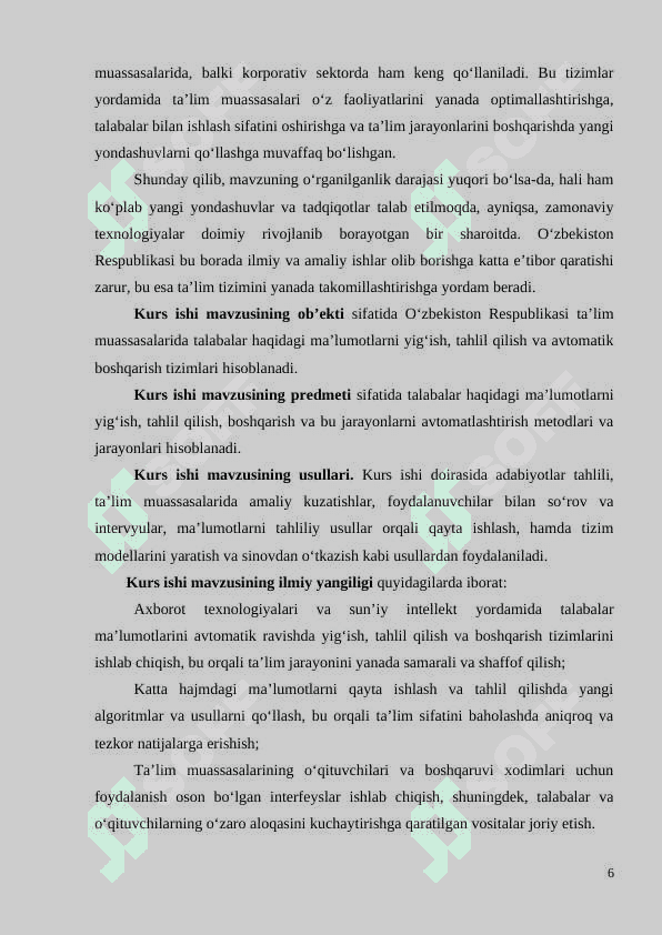 OTM KAFEDRASI PROFESSOR-O’QITUVCHILARINING YILLIK YUKLAMASINI REJALASHTIRISH VA BOSHQARISH TIZIMI 6