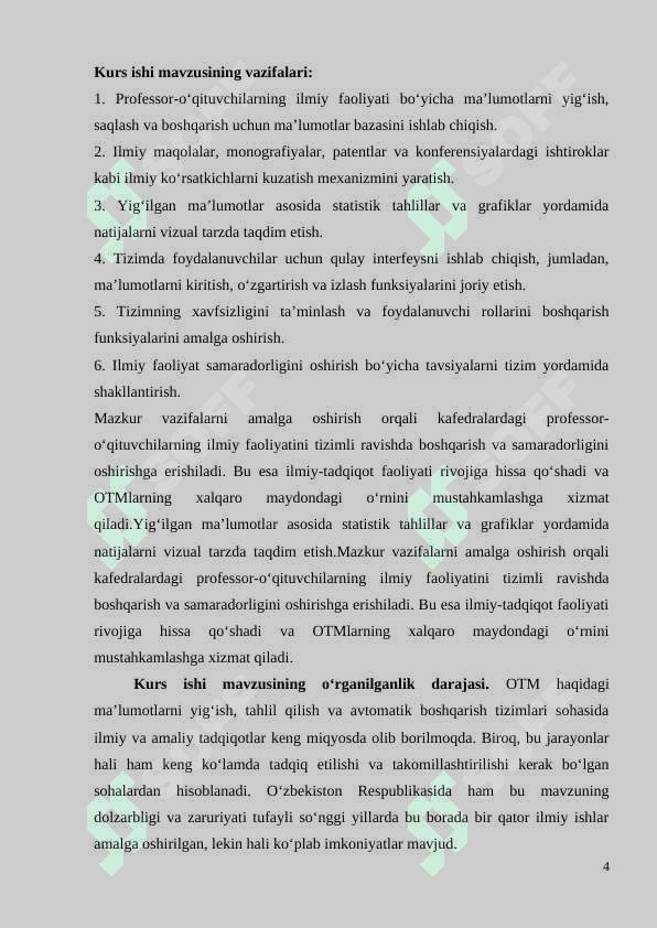 OTM KAFEDRASI PROFESSOR-O’QITUVCHILARINING ILMIY FAOLIYATINI KUZATISH VA NATIJALARNI TAHLIL QILISH TIZIMI 4
