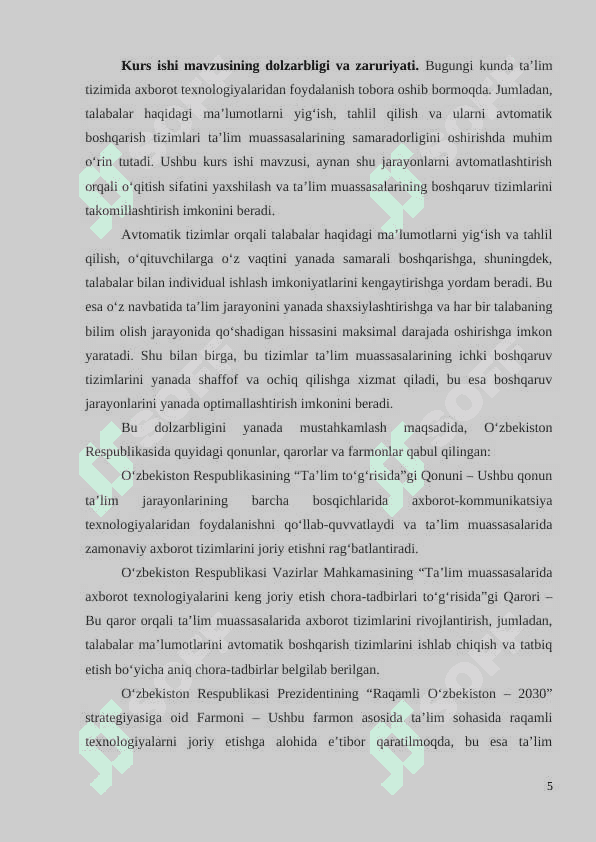 OTM KAFEDRASI HUJJATLARINI ELEKTRON BOSHQARISH VA TEZKOR QIDIRUV  TIZIMI 5