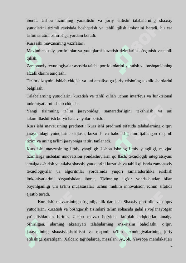 TALABALAR SHAXSIY PORTFOLIASI VA O’QUV YUTUQLARINI KUZATISH VA BOSHQARISH TIZIMI 4