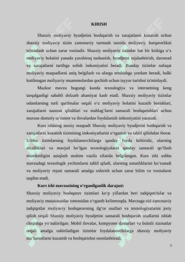 Shaxsiy moliyaviy BYUDJETINI BOSHQARISH VA XARAJATLARINI KUZATISH UCHUN SHAXSIY MOLIYAVIY TIZIM 3