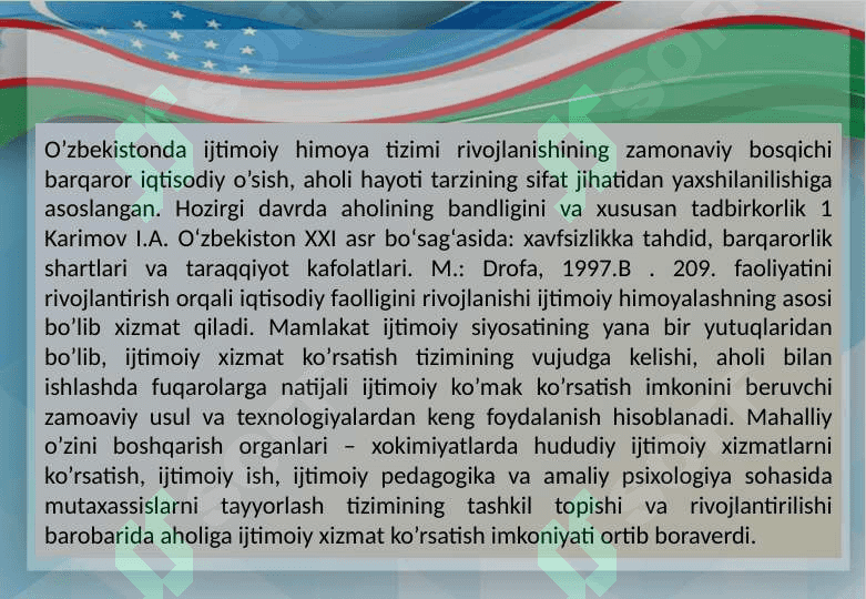 O‘zbekistonda  ijtimoiy  sohada  amalga  oshirilayotgan  o‘zgarishlar mazmun va mohiyati 6