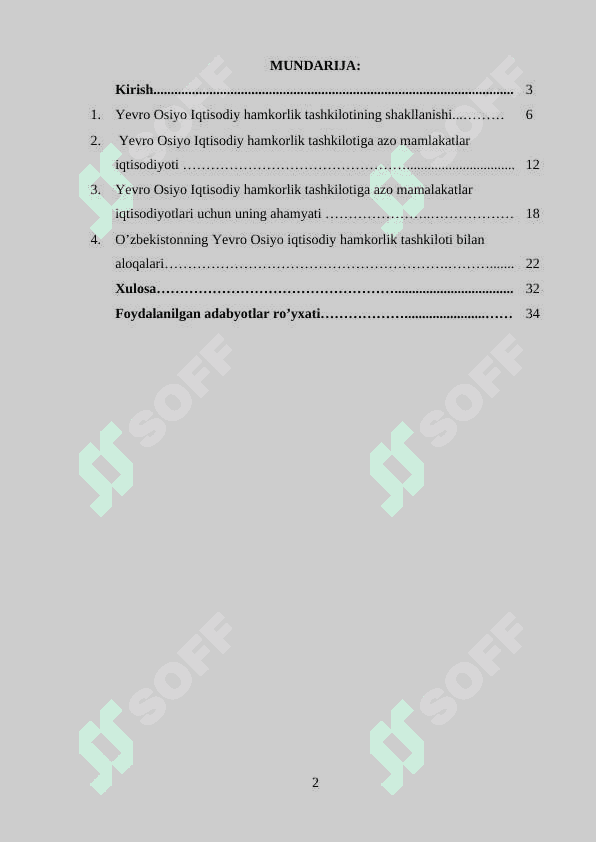 Yevro Osiyo Iqtisodiy Hamkorlik tashkiloti va unga a’zo mamlakatlar uchun uning ahamiyati 2