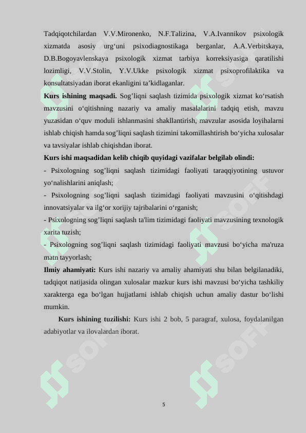 Sog'likni saqlash tizimida psixologik xizmatning o'ziga xosligi. 5
