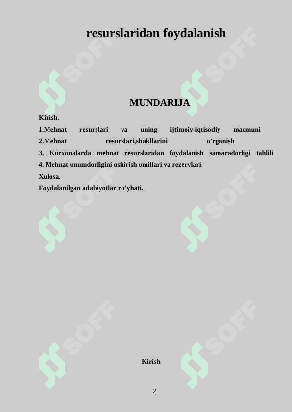 Mehnat bozori va korxonalarda mehnat resurslaridan foydalanish 2