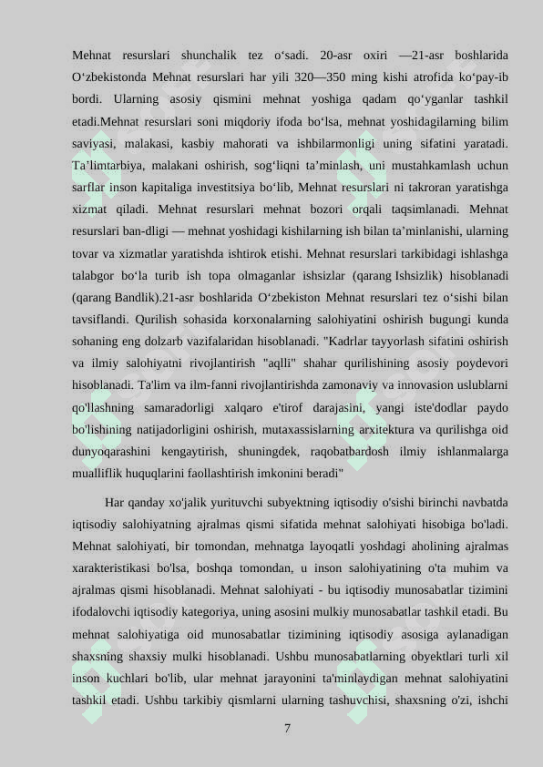 Mehnat bozori va korxonalarda mehnat resurslaridan foydalanish 7