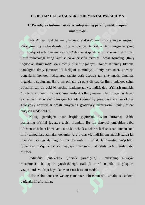 Psixologiyada eksperimental paradigmalar haqida 5