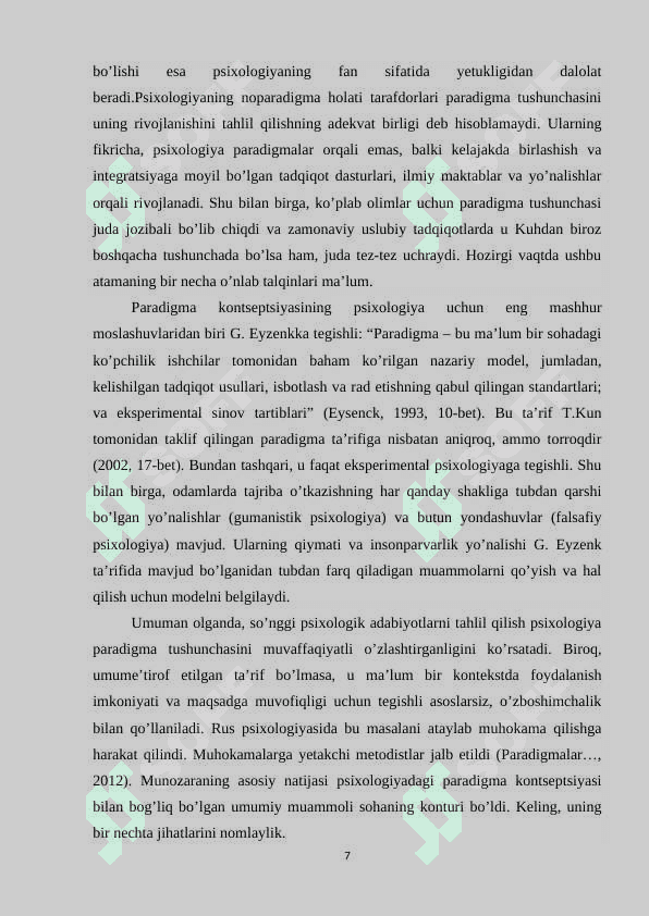 Psixologiyada eksperimental paradigmalar haqida 7