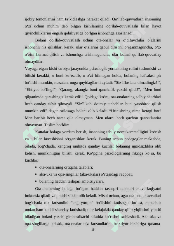 Psixologik xizmatda xodimlarning kasbiy o'sishini va motivatsiyasini boshqarish. 8