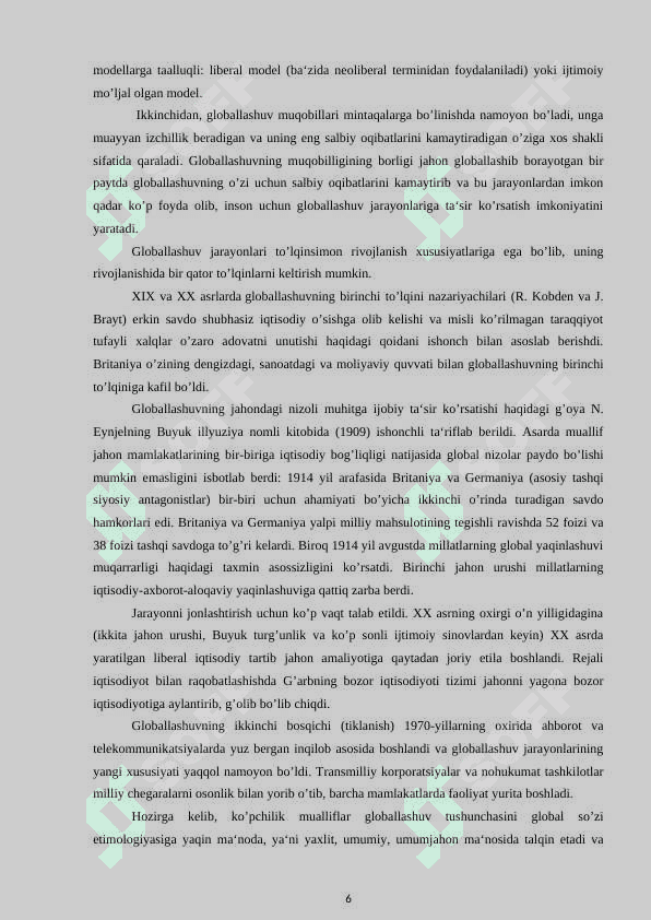 Jahon iqtisodiyoti glaballashuvi,uni harakatlantiruvchi kuchlar va  omillar 6