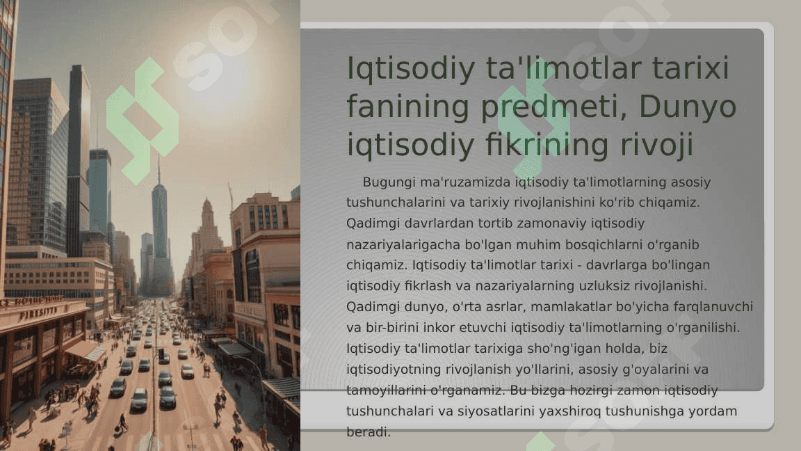 Iqtisodiy ta’limotlar tarixi fanining predmeti va iqtisodiy ta’limotlar 2