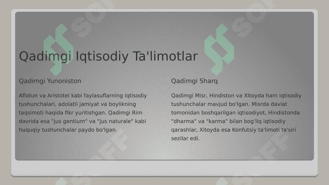 Iqtisodiy ta’limotlar tarixi fanining predmeti va iqtisodiy ta’limotlar 3