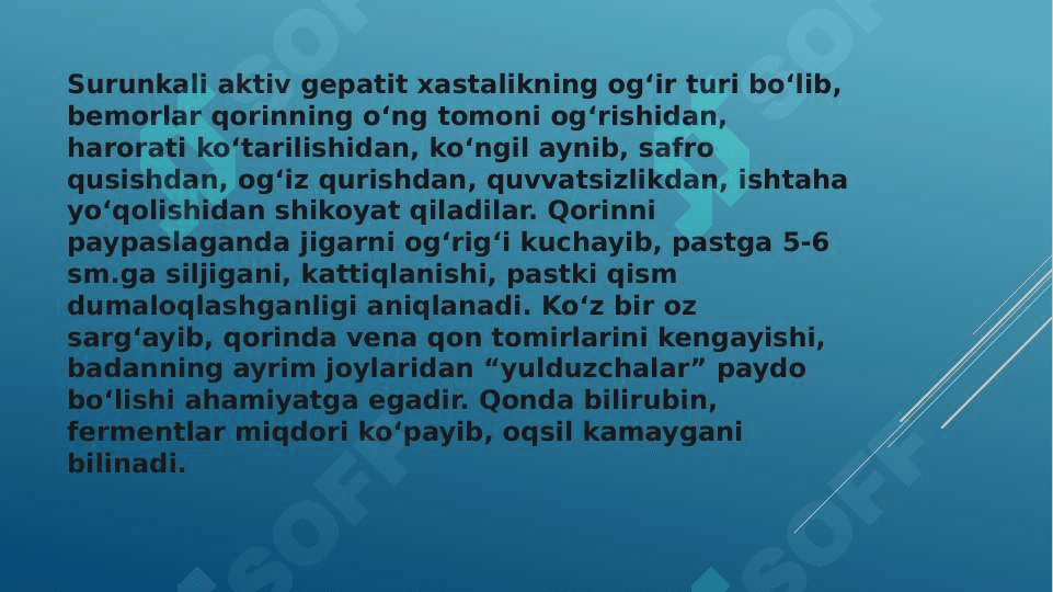 Surunkali gepatitlar va xolesistitlarda yog'lar hazmlanishini buzilishi 8