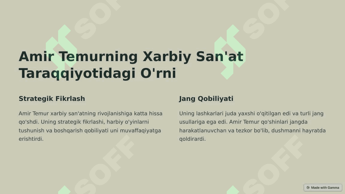 Amir Temur xarbiy san'ati 2