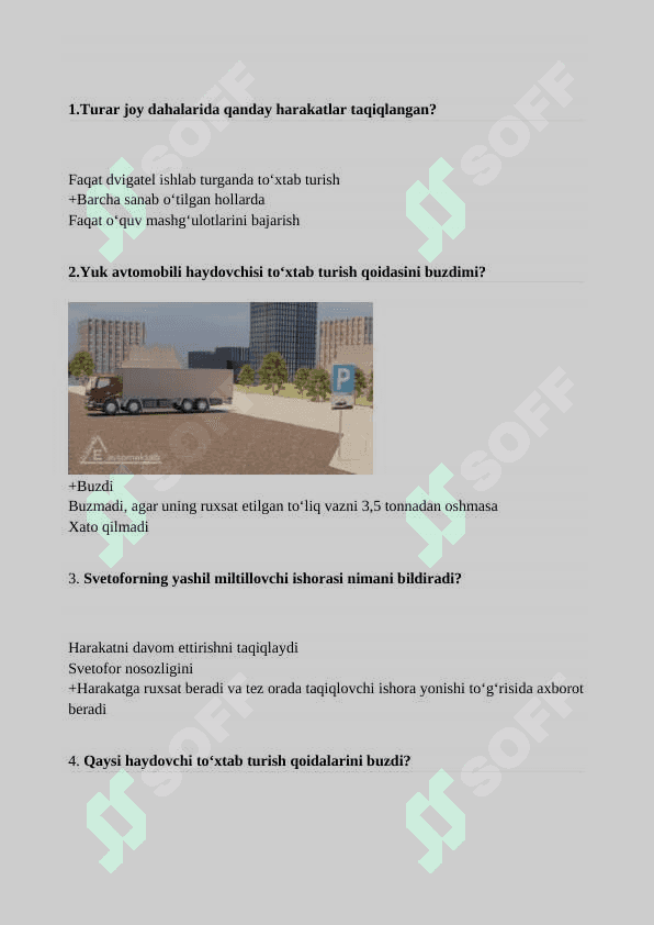 YO’L HARKATI QOIDALARI TEST AVTO TEST 2