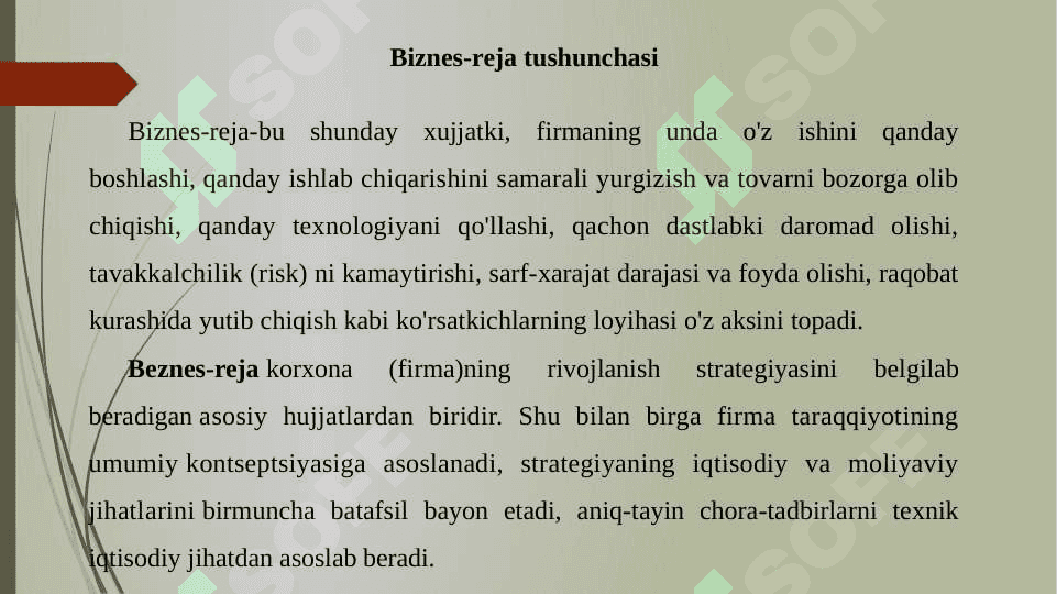 Tadbirkorlik faoliyatini rejalashtirish 2