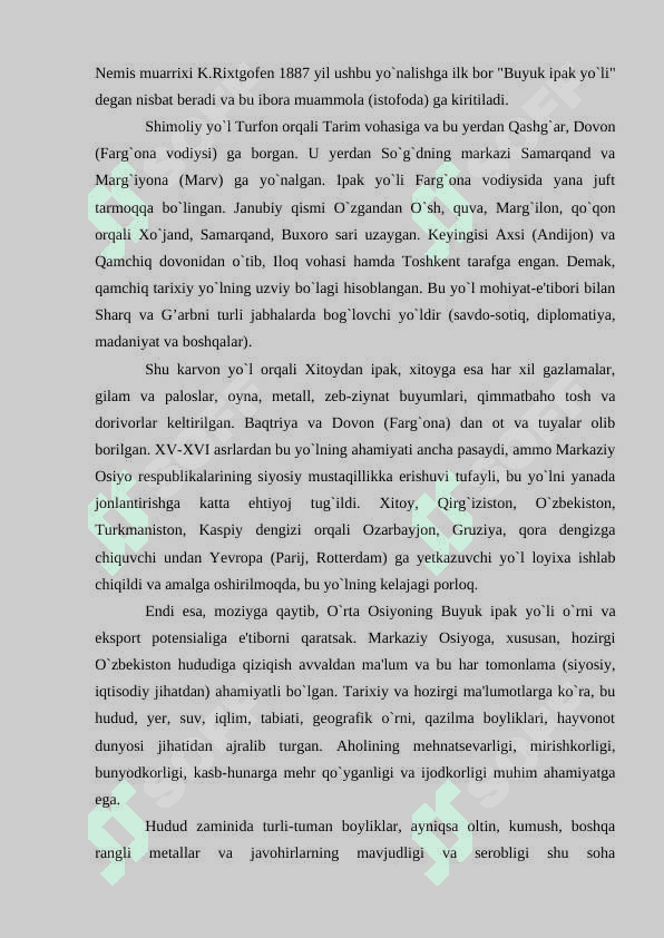 O`RTA OSIYODAGI DASTLABKI VA TEMURIYLAR DAVRIGACHA BO`LGAN IQTISODIY G’OYALAR 2