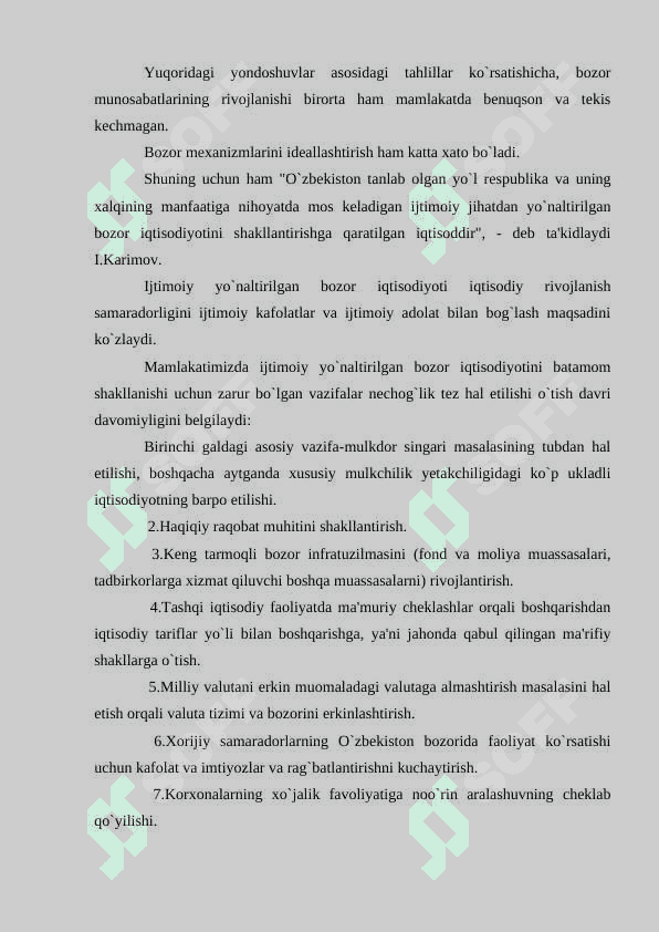 O`ZBEKISTONDA MILLIY BOZOR IQTISODIYOTI SHAKLLANISHI VA RIVOJLANISHINING TAVSIFI 8