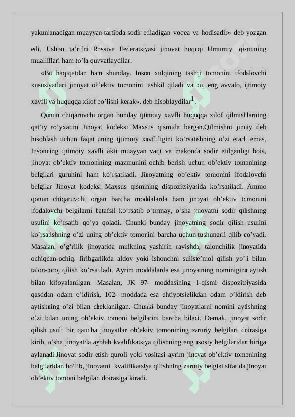Jinoyatning ob’ektiv tomoni fakultativ belgilari 24 6