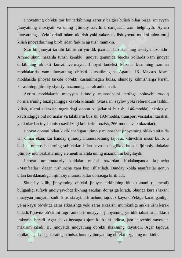 Jinoyatning ob’ektiv tomoni zaruriy belgilari 24 6