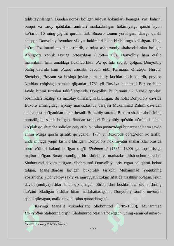 XIX asrning 70-90-yillarida Buxoro amirligi 5