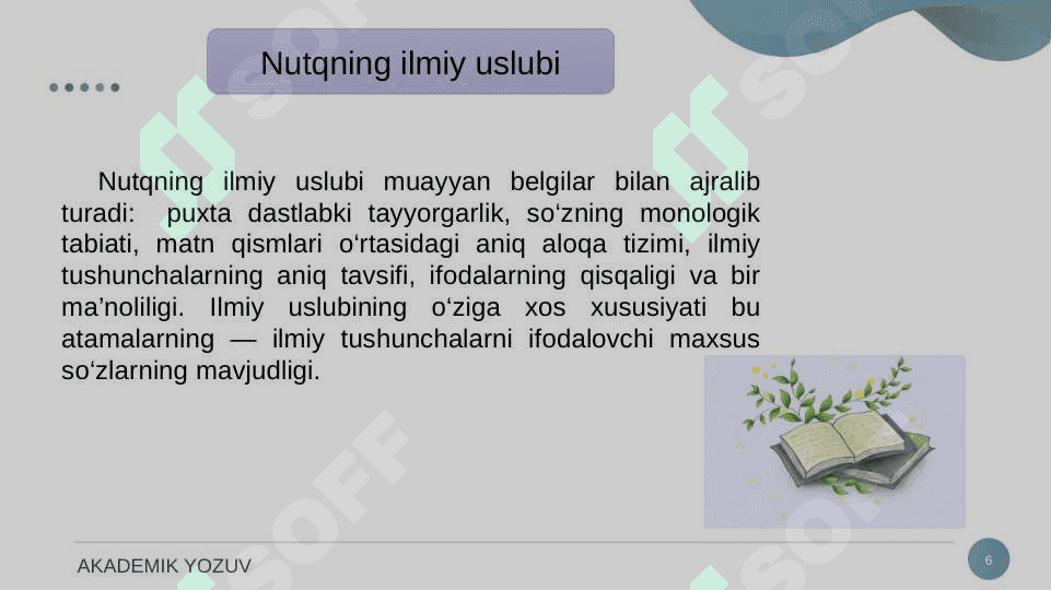 ILMIY USLUB JANRLARI. ILMIY SHARH. 6