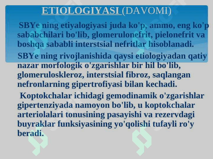 SOMATONEVROLOGIK SINDROMLAR (JIGAR, BUYRAK VA O’PKA KASALIKLAR) 7