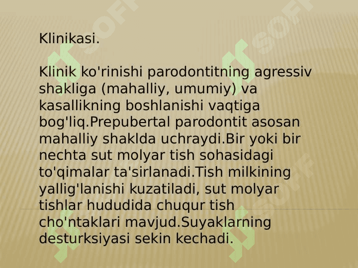 Parodont kasalliklarining
 agressiv shakllari 8