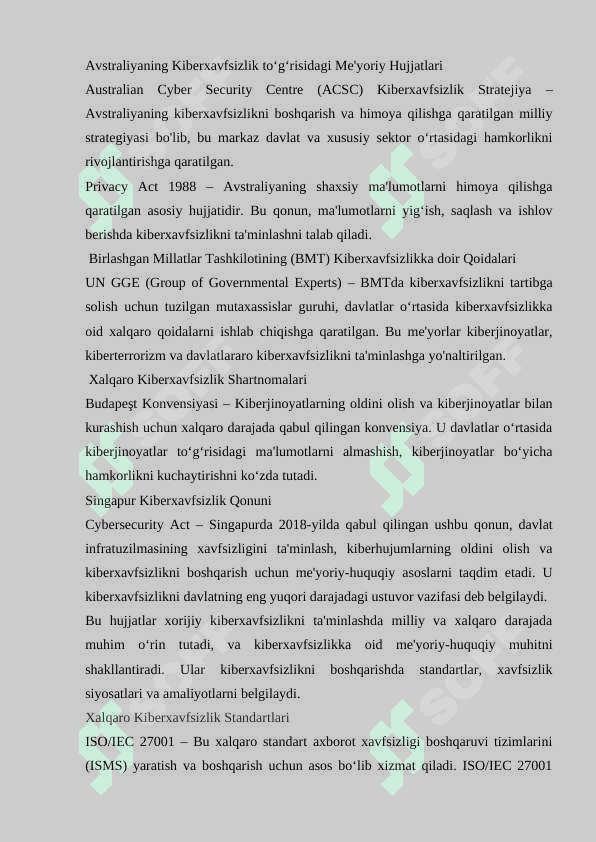 Kiberxavfsizlikga oid milliy va xorijiy me'yoriy-huquqiy hujjatlar tahlili 8