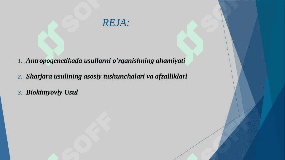 Antropogenetika usullari sharjara usuli, egizaklar usuli biokimyoviy 2