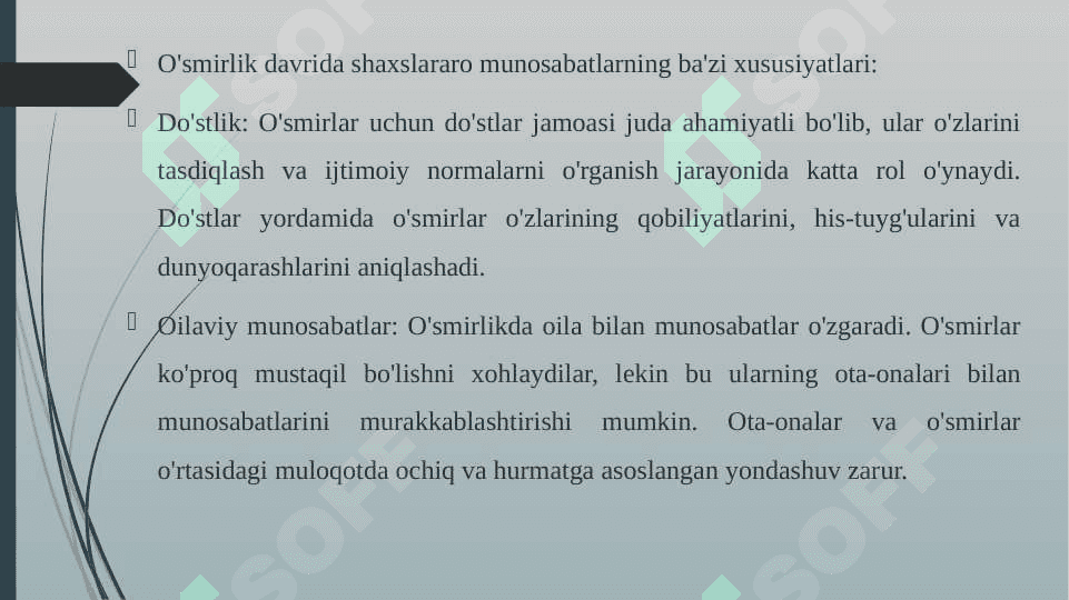 O'SMIRLIK DAVRIDA SHAXSLARARO MUNOSABAT 4