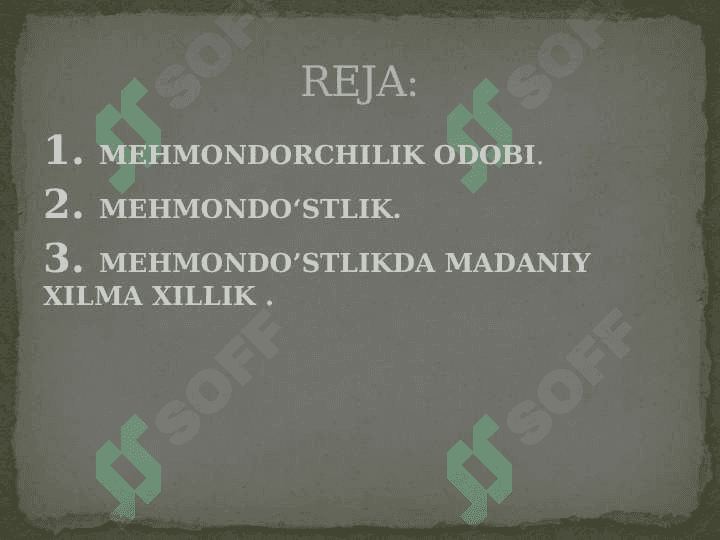 MEHMONDO’STLIKDA MADANIY XILMA XILLIK 2