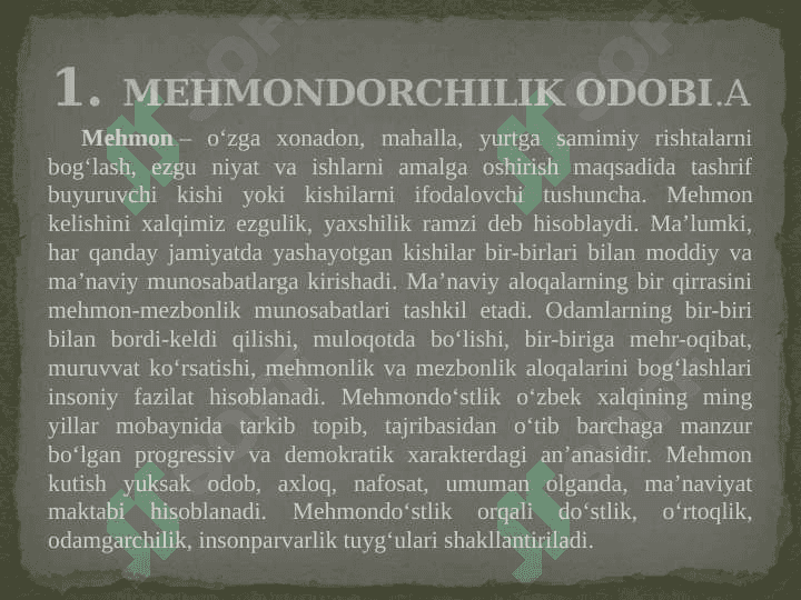 MEHMONDO’STLIKDA MADANIY XILMA XILLIK 3
