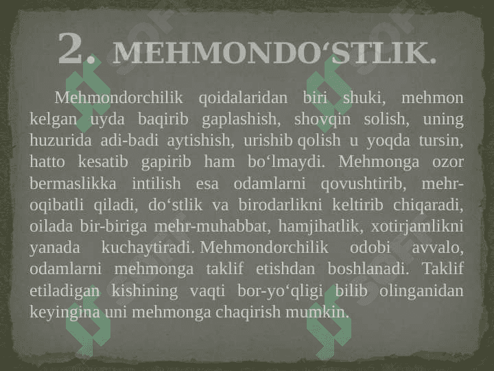 MEHMONDO’STLIKDA MADANIY XILMA XILLIK 8