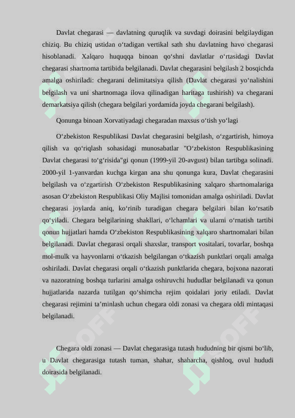 O'ZBEKISTON RESPUBLIKASI CHEGARASI VA DAXLSIZLIGI 2