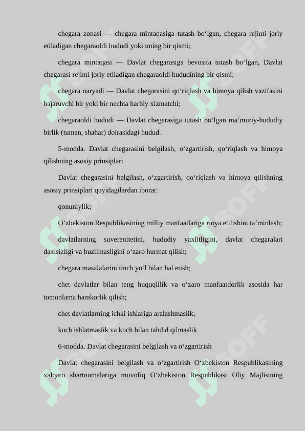 O'ZBEKISTON RESPUBLIKASI CHEGARASI VA DAXLSIZLIGI 6