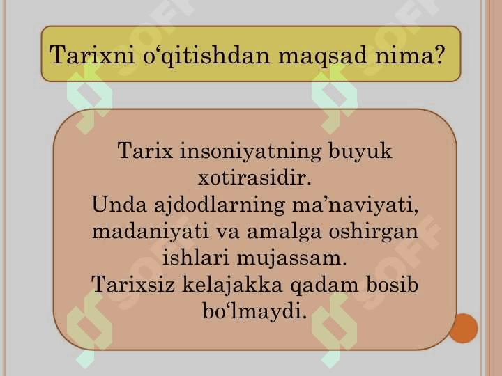 Tarix fani maqsad predmeti 8