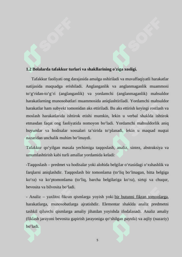 MAKTABGACHA TARBIYA YOSHIDA TAFAKKUR MUAMMOSINING O`RGANILISHI 5