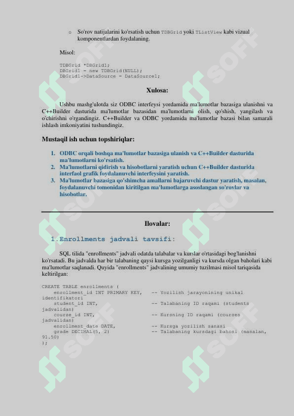 Ma'lumotlar Bazasi Bilan Aloqani Tashkil Etishda ODBC va C++Builderdan Foydalanish 3